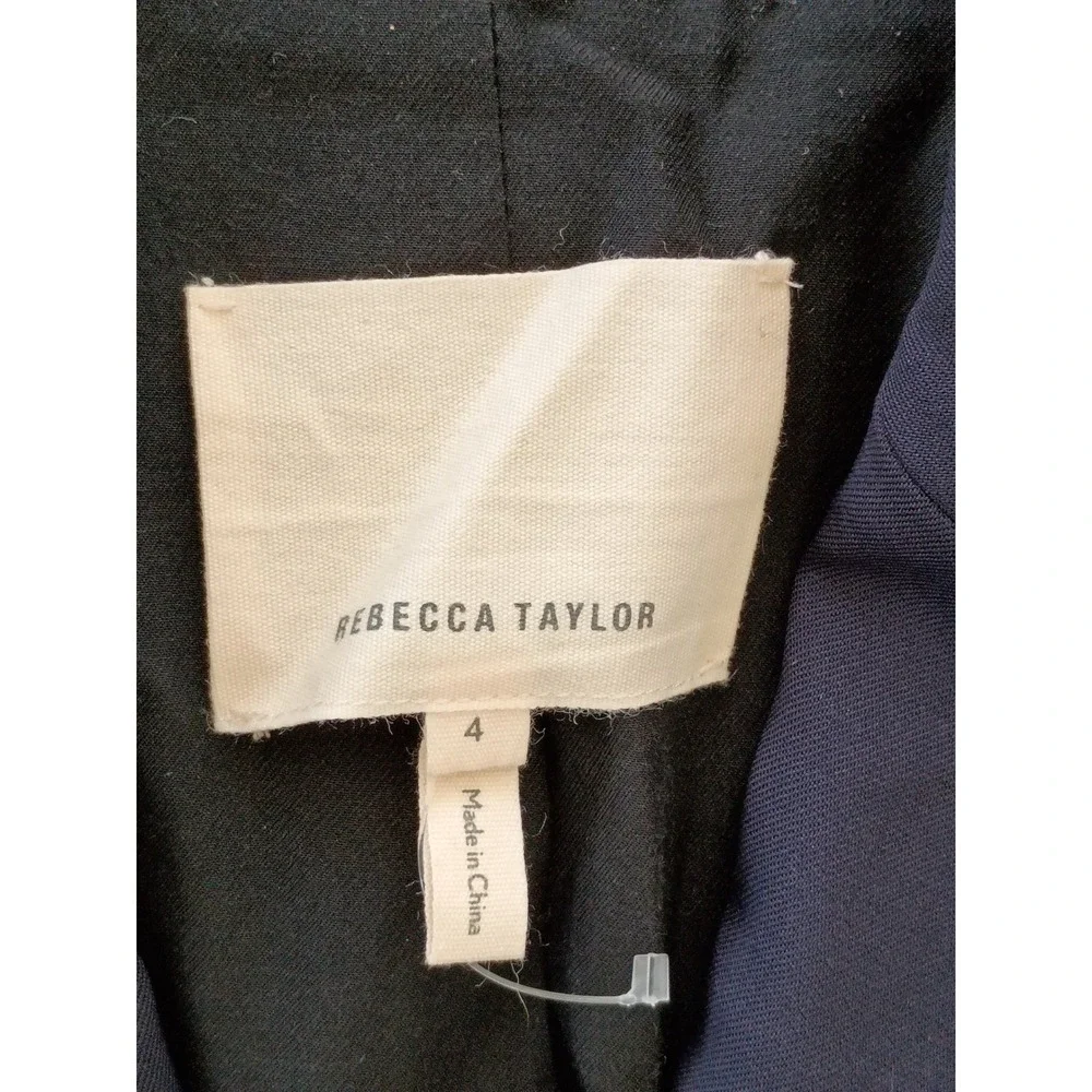 Rebecca Taylor Navy Wool Blend Ruffle Trim Tailored Blazer Jacket Sz‎ 4 S $450